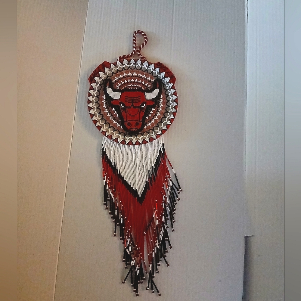 New Hand Beaded Fine Detail NBA CHICAGO Bulls Dreamcatcher Red White & Black